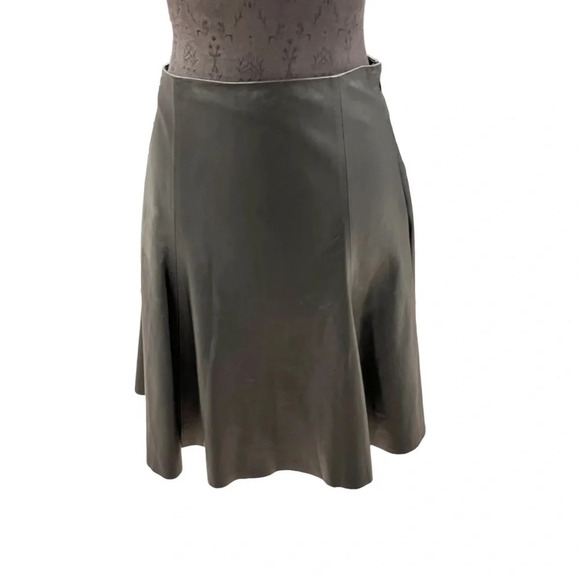 Club Monaco Black Lamb Leather A Line Skirt S/M Mob Wife - Picture 1 of 11